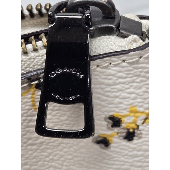 Coach Taylor Black and Yellow Floral Print Zip Top Tote/Shoulder Bag 1 Flaw - Picture 12 of 13